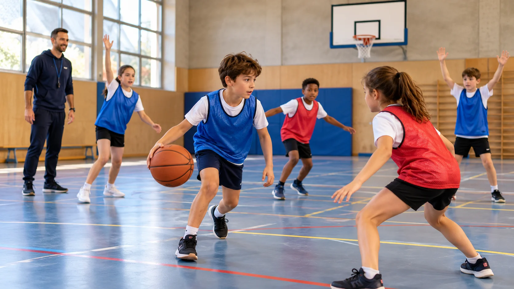 Basketball à l'école : Apprendre le dribble, la passe et le démarquage