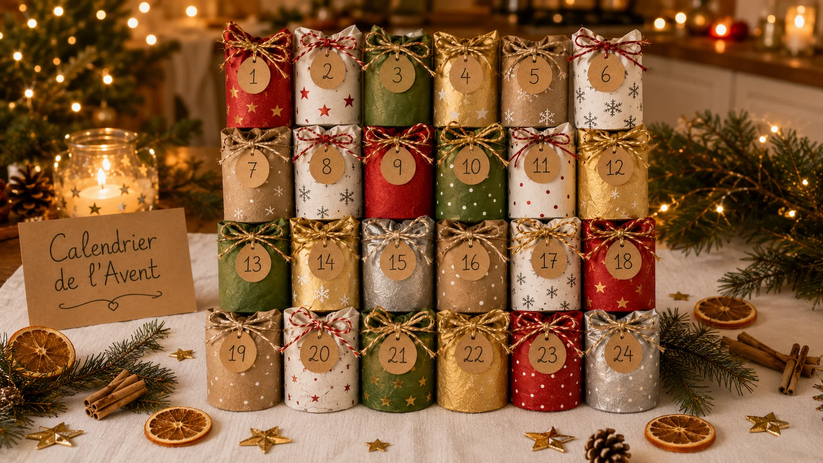 Créer son propre calendrier de l'Avent recyclé : 24 rouleaux à décorer en famille