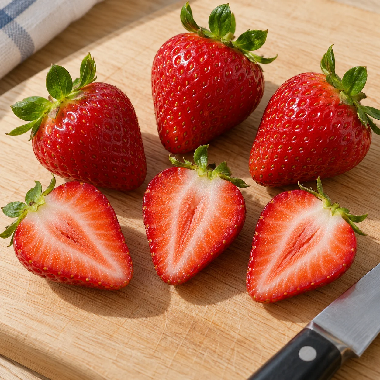 Fraises fraîches lavées et coupées en deux dans le sens de la longueur pour le goûter d'un enfant de maternelle