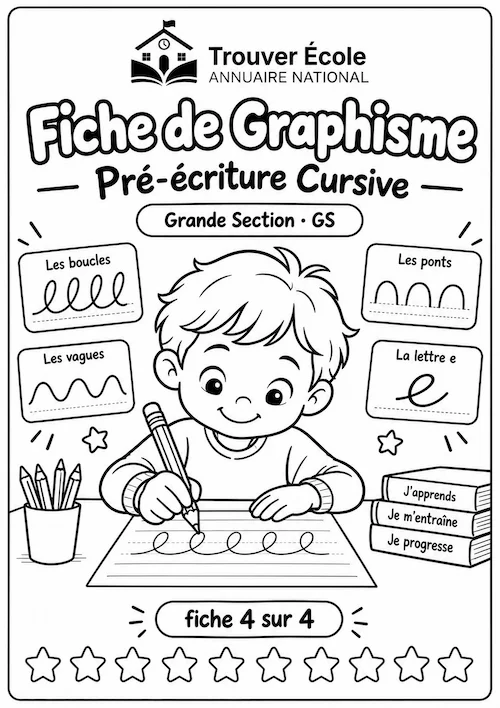 Aperçu de la fiche 4 : pré-écriture cursive pour la Grande Section