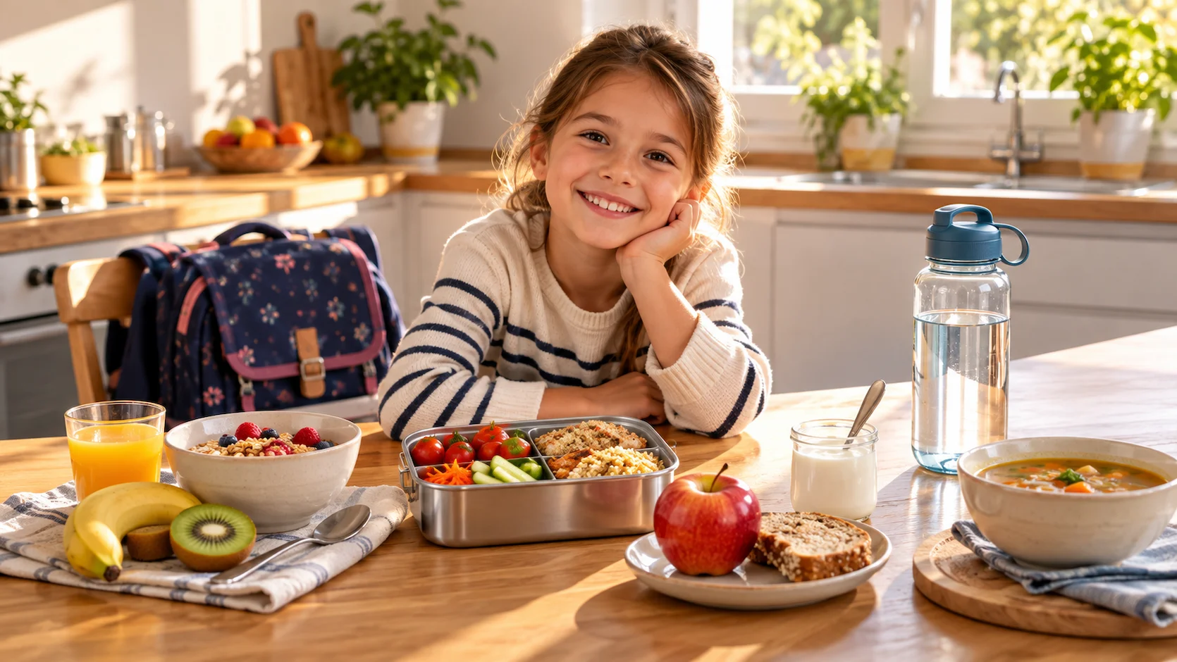 La journee alimentaire d'un ecolier : 4 repas reperes du petit-dejeuner au diner