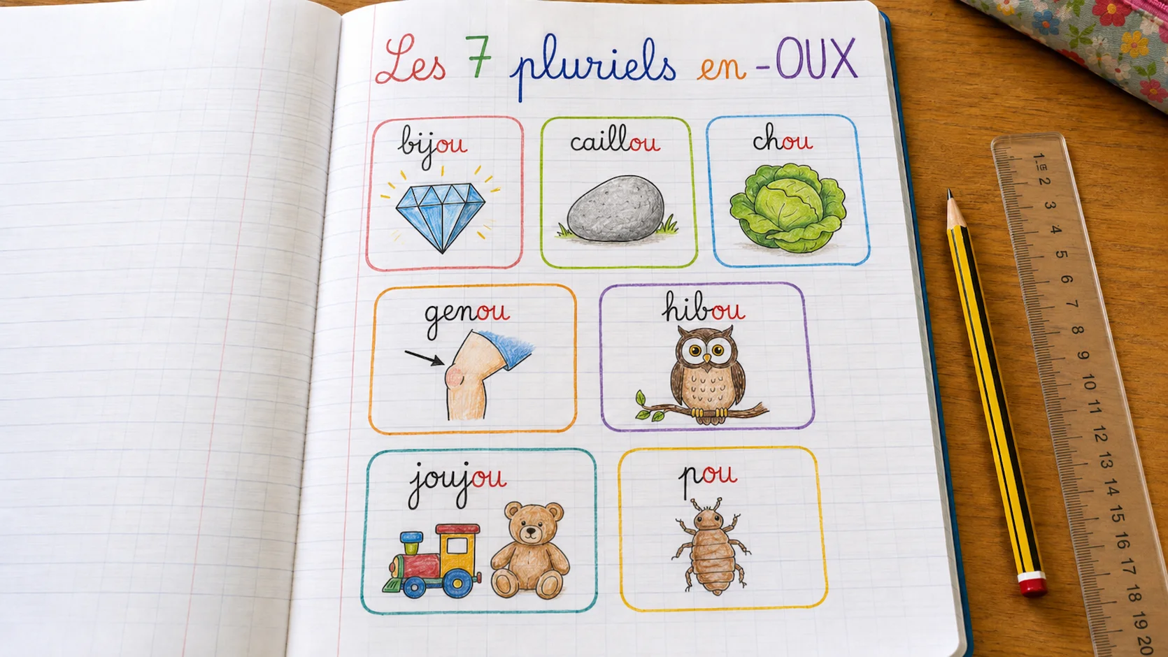 Les pluriels en -oux (caillou, chou, hibou...) : La comptine des 7 exceptions pour les retenir à vie