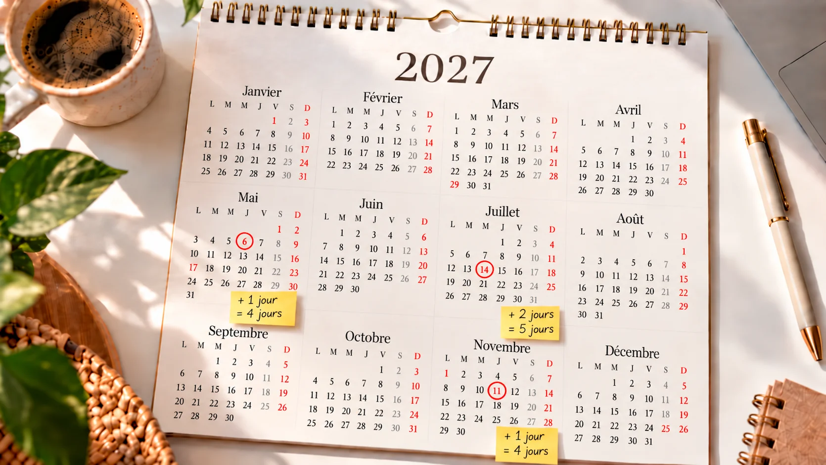 Ponts en 2027 : Quels jours poser pour profiter des week-ends prolongés ?