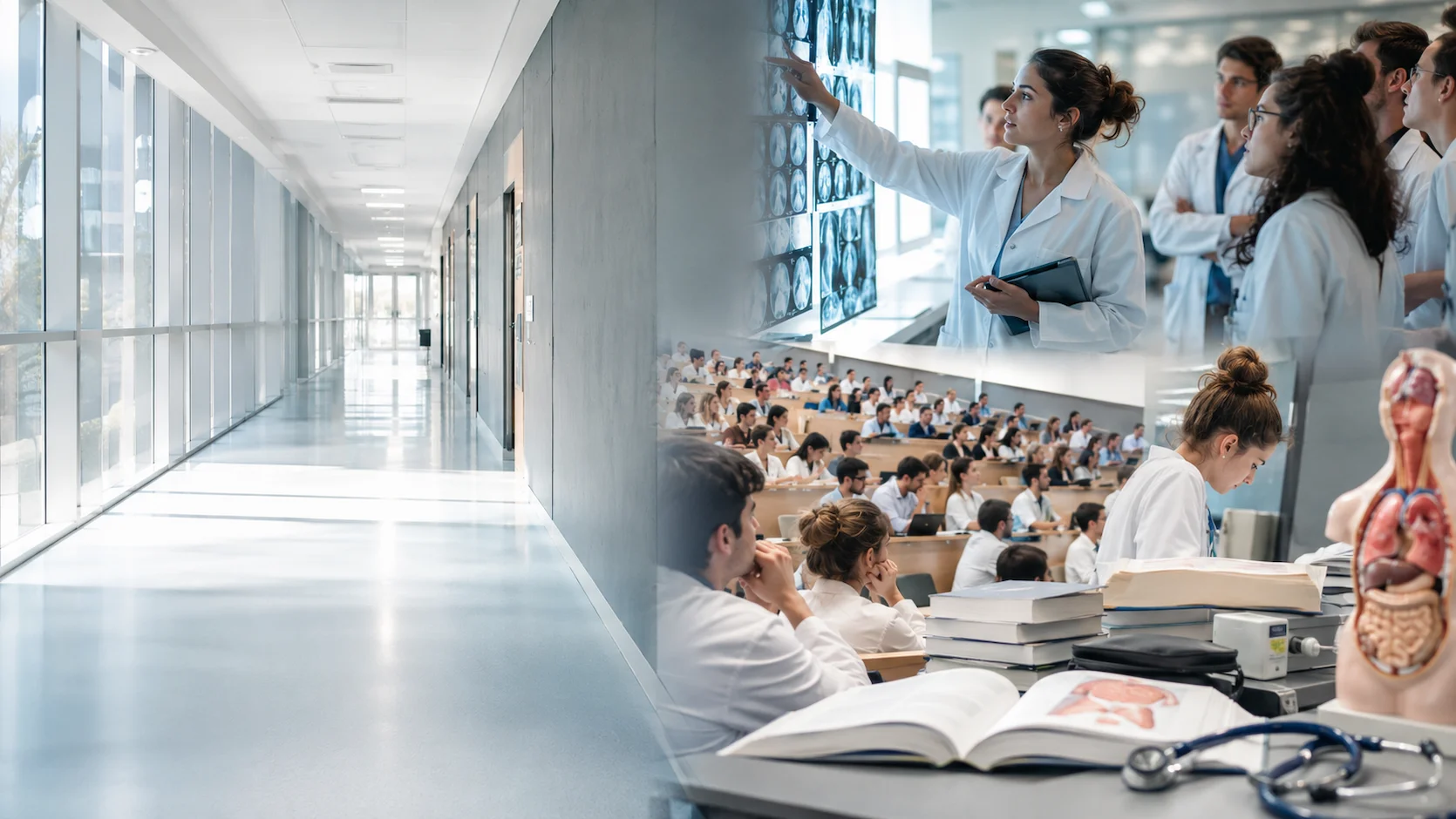 Test orientation études de médecine : étudiants en médecine en stage hospitalier dans un CHU français