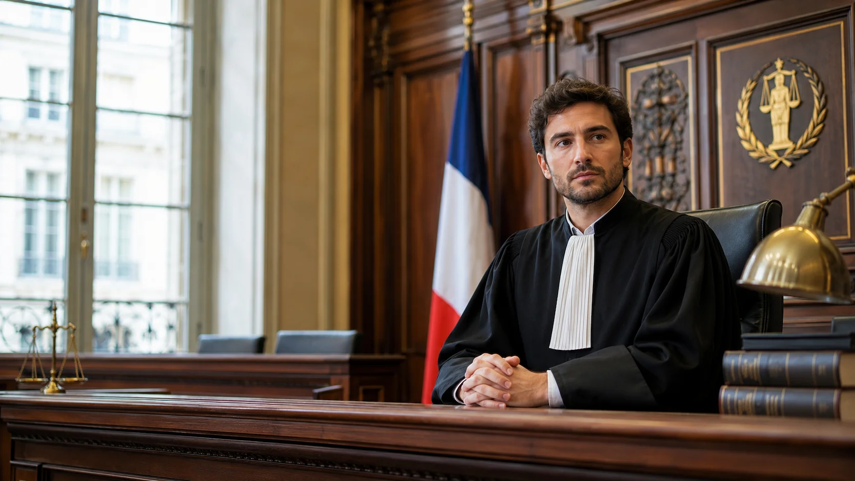 Test orientation juge magistrat : jeune magistrat en robe noire dans une salle d'audience française