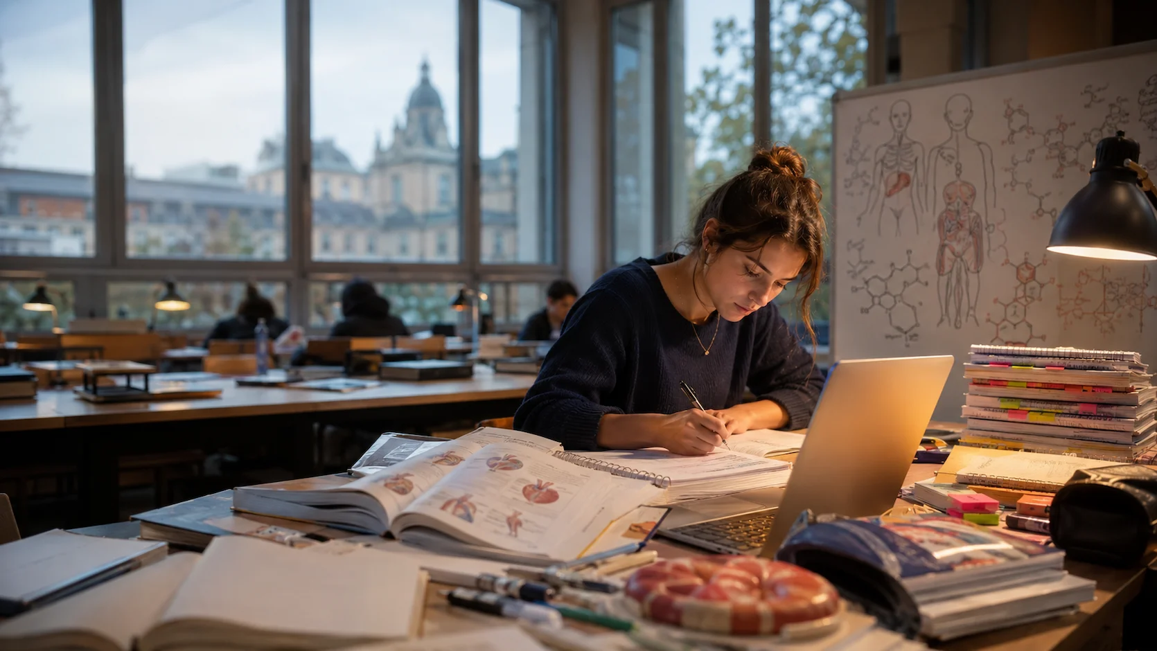 Test PASS LAS médecine : étudiant(e)s en première année de santé travaillant dans une bibliothèque universitaire française